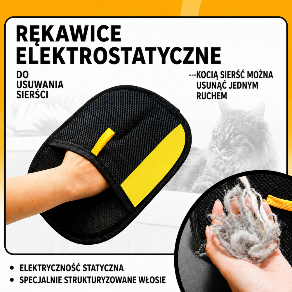 MONORA - Wielorazowe rękawice do usuwania sierści zwierząt